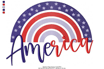 Rainbow American USA  Flag - Fill Stitch
