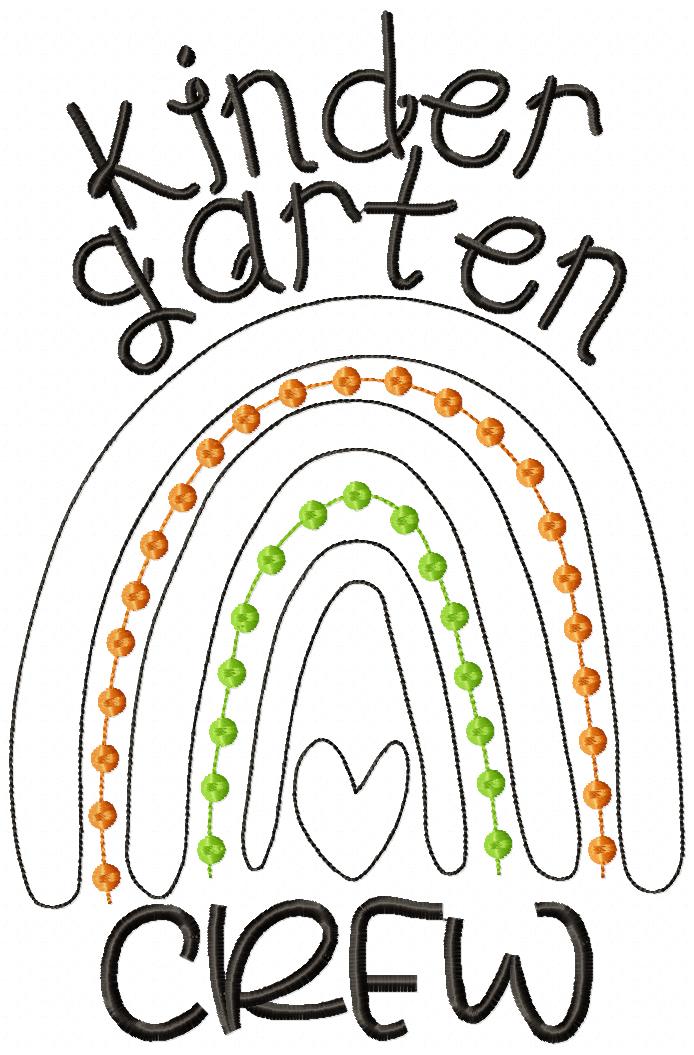 Rainbow Pre-K to 6th Grade Crew - Satin and Bean Stitch Applique - Set of 16 designs