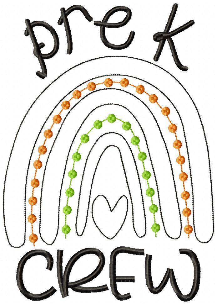 Rainbow Pre-K to 6th Grade Crew - Satin and Bean Stitch Applique - Set of 16 designs