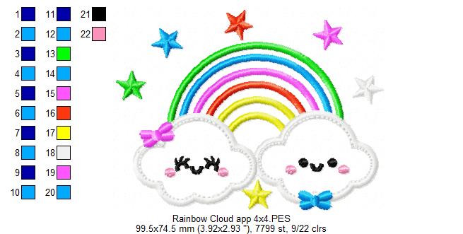 Rainbow and Clouds - Applique