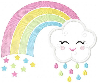 Rainbow and Happy Cloud - Applique