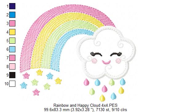 Rainbow and Happy Cloud - Applique