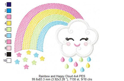 Rainbow and Happy Cloud - Applique