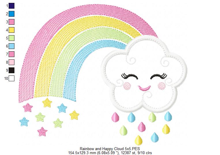 Rainbow and Happy Cloud - Applique