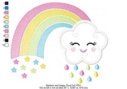 Rainbow and Happy Cloud - Applique