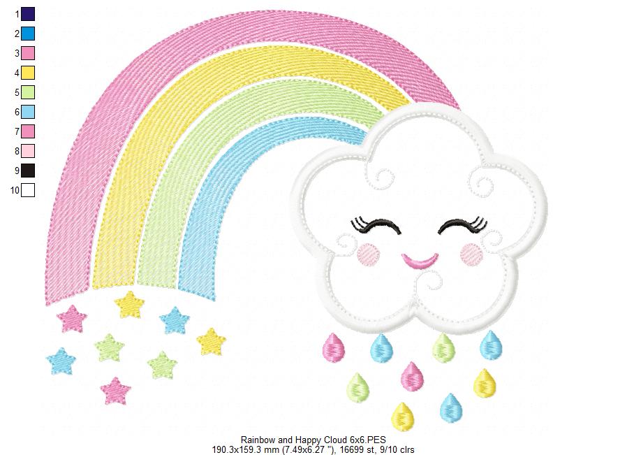 Rainbow and Happy Cloud - Applique