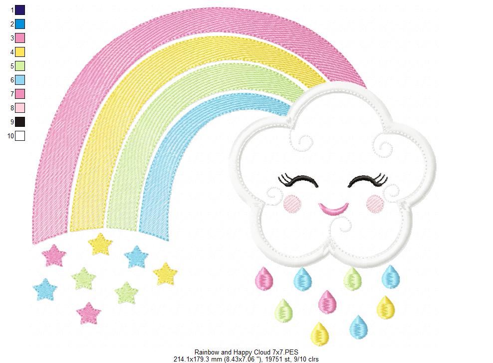 Rainbow and Happy Cloud - Applique