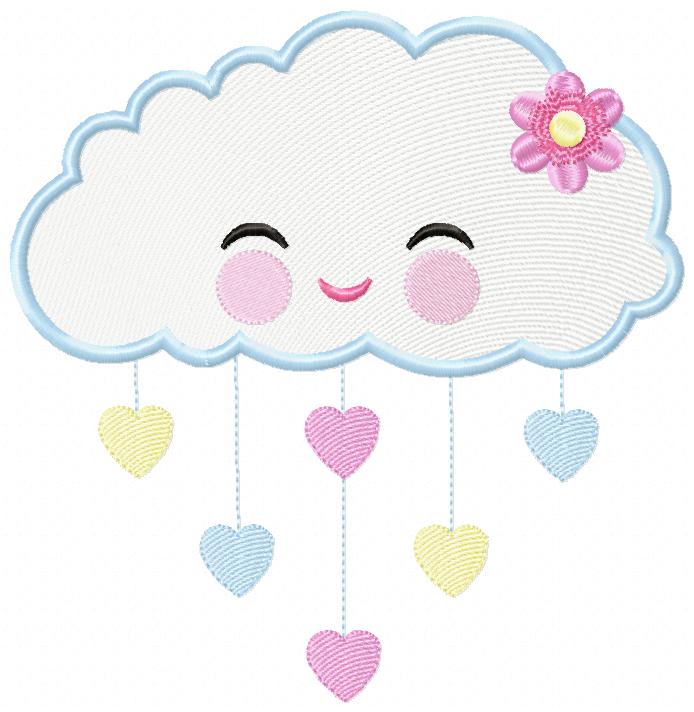 Raining Hearts Raining Love - Fill Stitch Embroidery