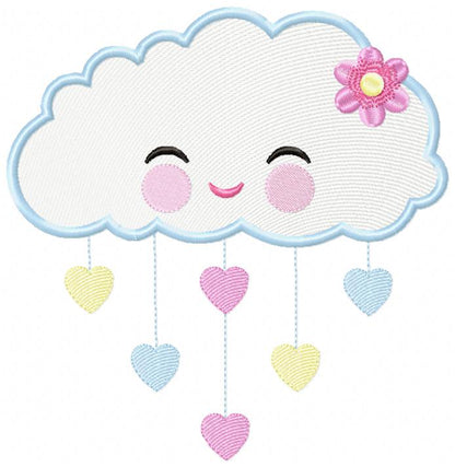 Raining Hearts Raining Love - Fill Stitch Embroidery