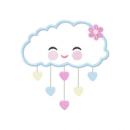Raining Hearts Raining Love - Applique - Machine Embroidery Design