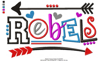 Rebels Arrows & Hearts - Satin Stitch – Machine Embroidery Design