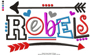 Rebels Arrows & Hearts - Satin Stitch – Machine Embroidery Design