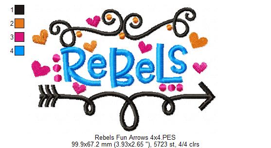 Rebels Fun Arrows - Satin Stitch - Machine Embroidery Design