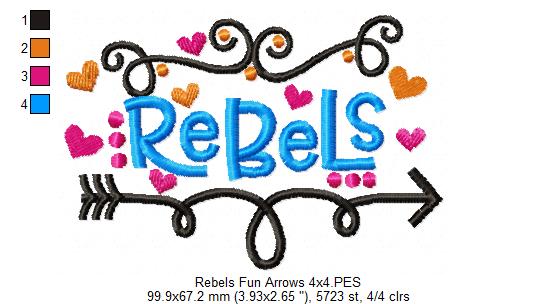 Rebels Fun Arrows and Hearts - Fill Stitch