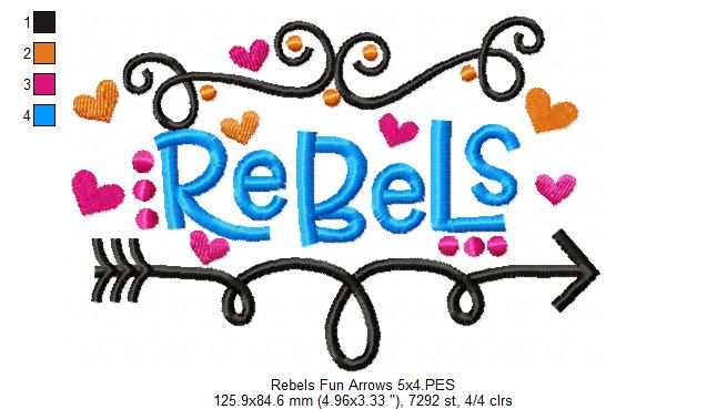 Rebels Fun Arrows - Satin Stitch - Machine Embroidery Design