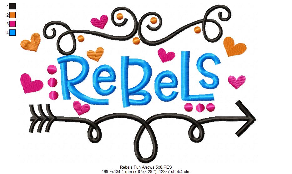 Rebels Fun Arrows - Satin Stitch - Machine Embroidery Design