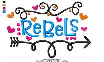 Rebels Fun Arrows - Satin Stitch - Machine Embroidery Design