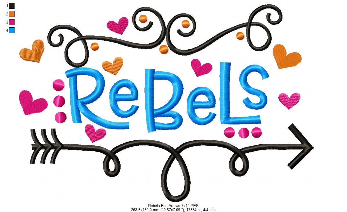 Rebels Fun Arrows - Satin Stitch - Machine Embroidery Design