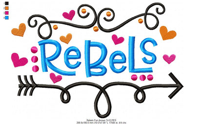 Rebels Fun Arrows - Satin Stitch - Machine Embroidery Design