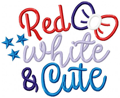 Red White & Cute Bow - Applique