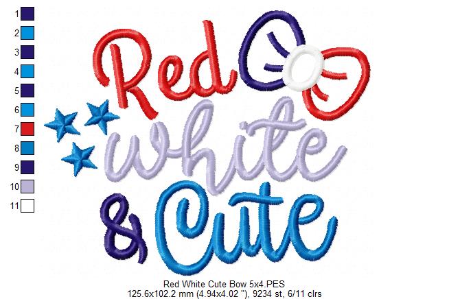 Red White & Cute Bow - Applique