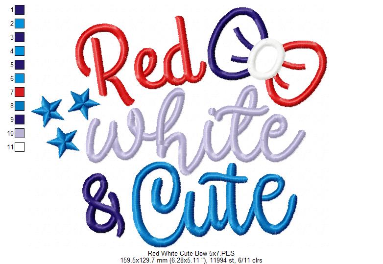 Red White & Cute Bow - Applique