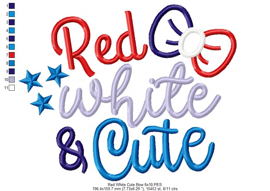 Red White & Cute Bow - Applique