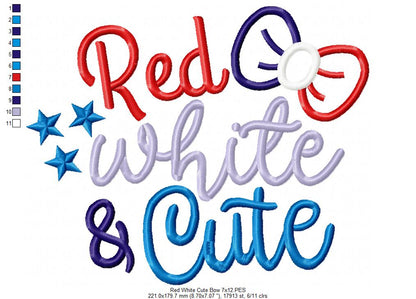 Red White & Cute Bow - Applique