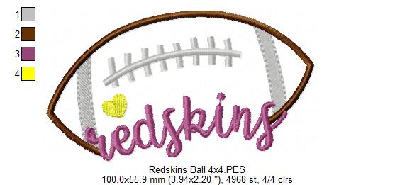 Redskins Football – Satin Stitch – Machine Embroidery Design