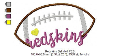 Redskins Football – Satin Stitch – Machine Embroidery Design