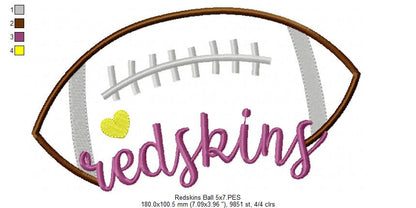 Redskins Football – Satin Stitch – Machine Embroidery Design