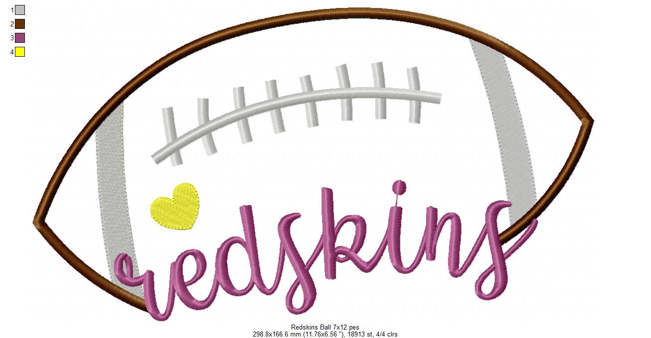Redskins Football – Satin Stitch – Machine Embroidery Design