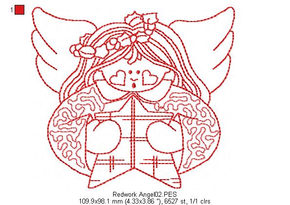 Christmas Angel - Redwork