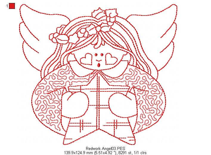 Christmas Angel - Redwork