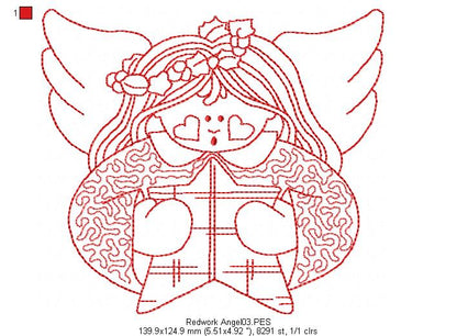 Christmas Angel - Redwork