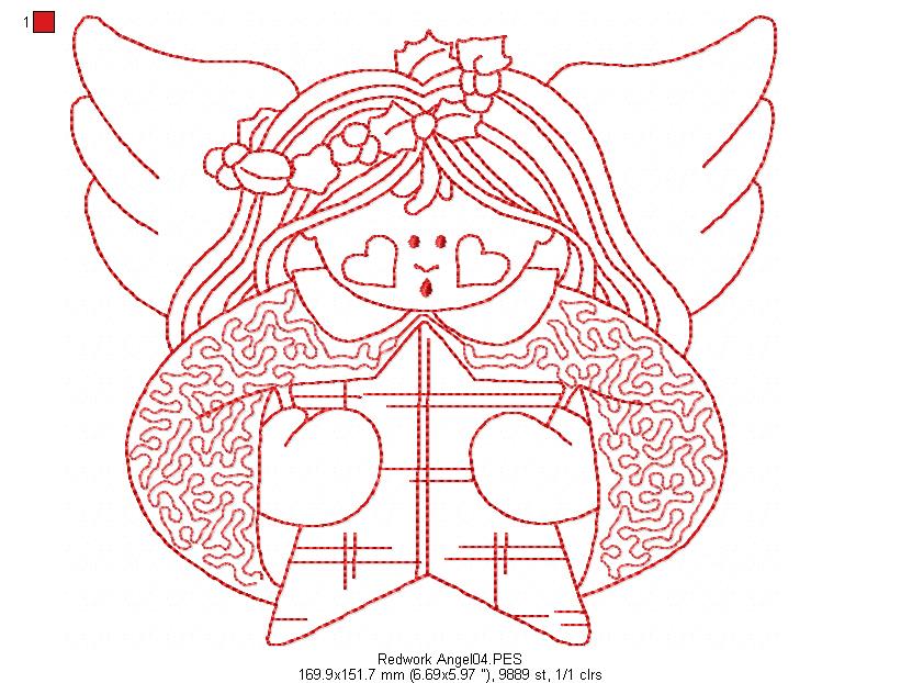 Christmas Angel - Redwork