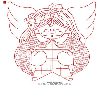 Christmas Angel - Redwork