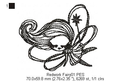 Cute Fairy - Redwork