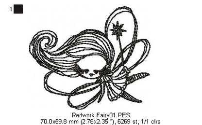 Cute Fairy - Redwork