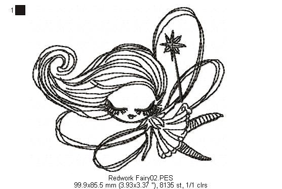 Cute Fairy - Redwork