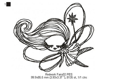 Cute Fairy - Redwork