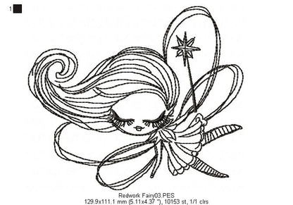 Cute Fairy - Redwork