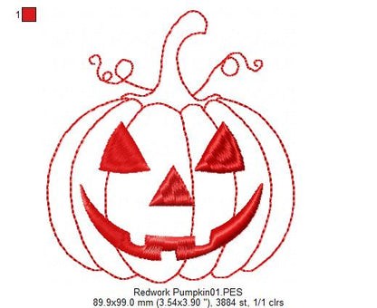 Halloween Pumpkin - Redwork