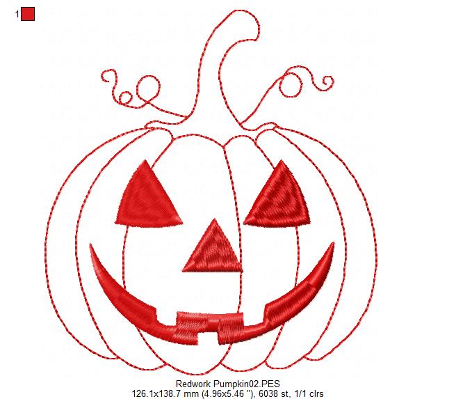 Halloween Pumpkin - Redwork