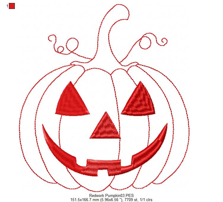 Halloween Pumpkin - Redwork