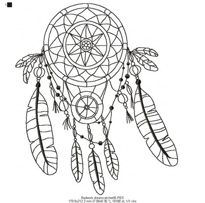 Dream Catcher - Redwork