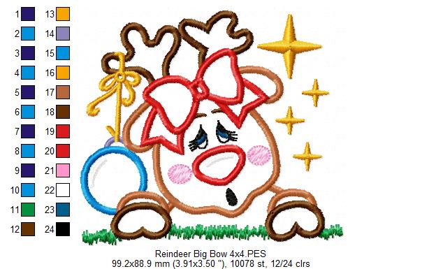 Christmas Rudolph Reindeer - Applique Embroidery