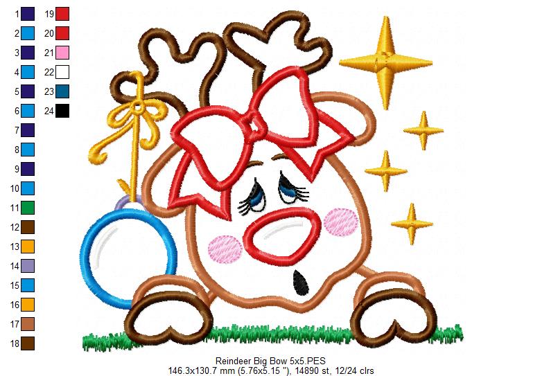 Christmas Rudolph Reindeer - Applique Embroidery