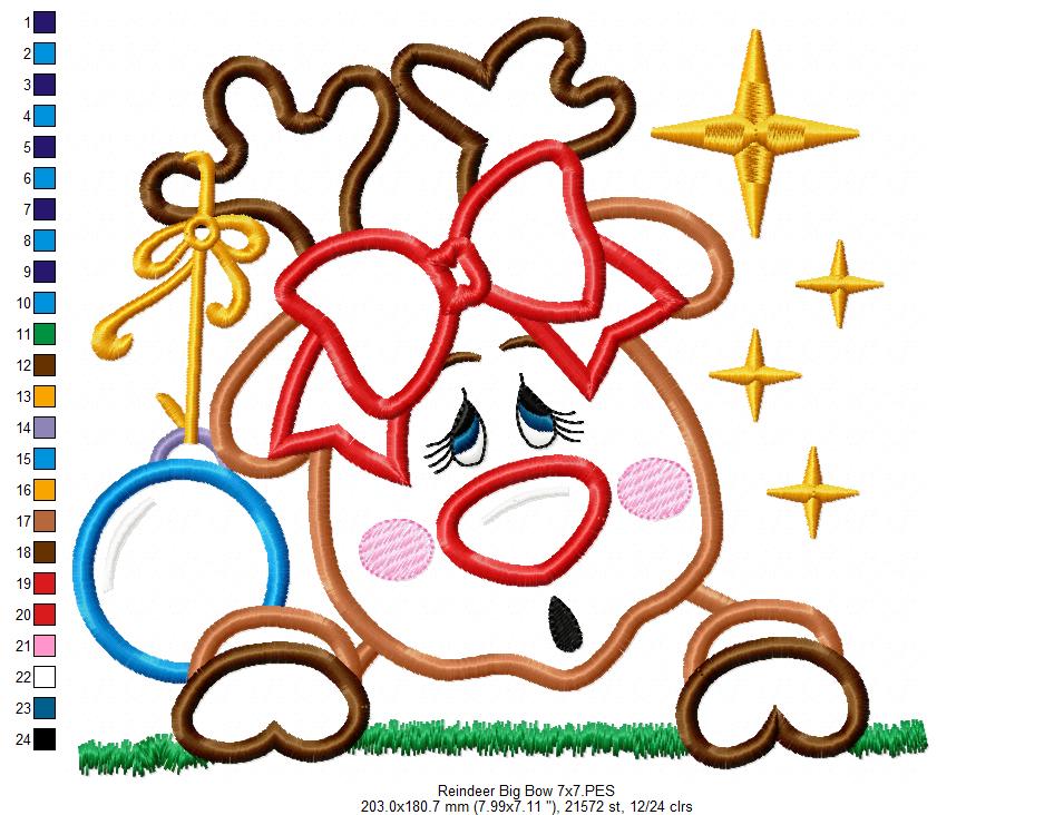 Christmas Rudolph Reindeer - Applique Embroidery