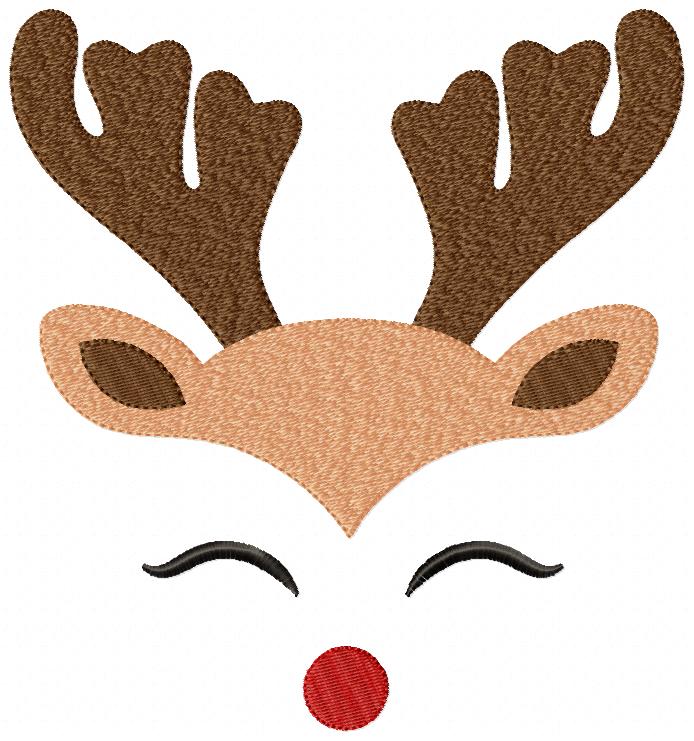 Christmas Rudolph Reindeer - Fill Stitch - Machine Embroidery Design